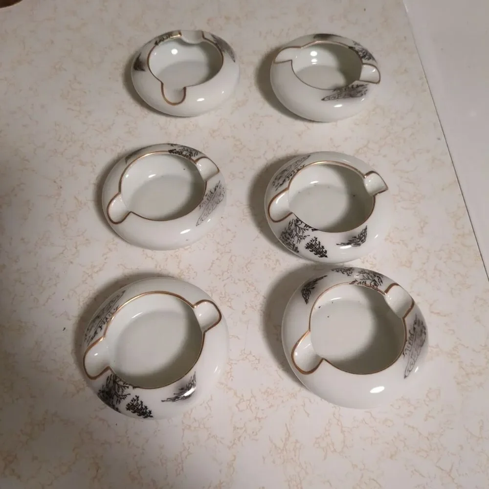 Set of 6 Fukagawa Arita Porcelain Chopstick Holder Ashtray Japan